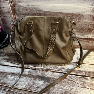 Antik Kraft Tan Braided Leather Shoulder Bag